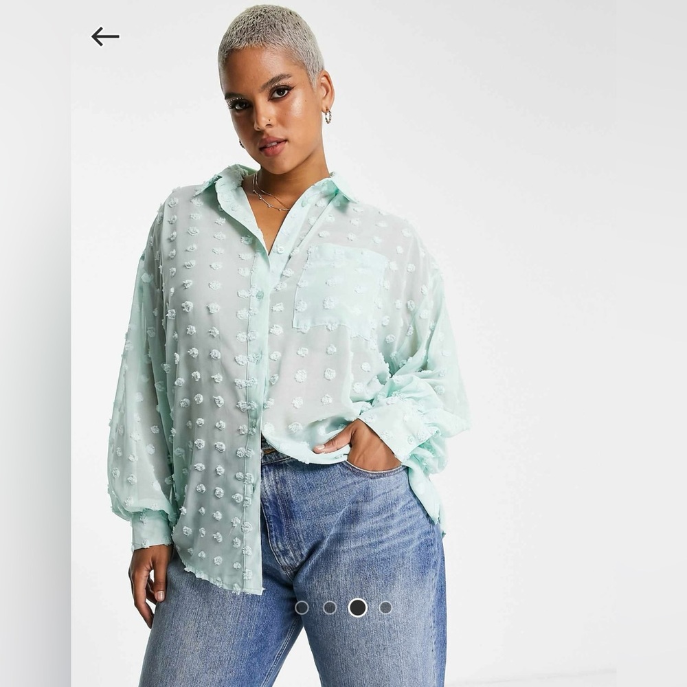 ASOS Design Curve Oversized Textured Shirt in Mint